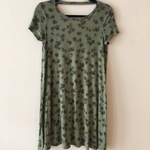 Green floral open back dress